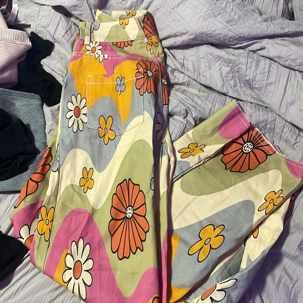 Hippie style straight leg jeans